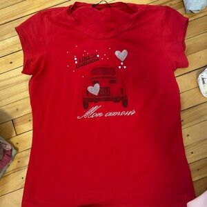 Red Graphic Tee Italian Style « Mon Amour »